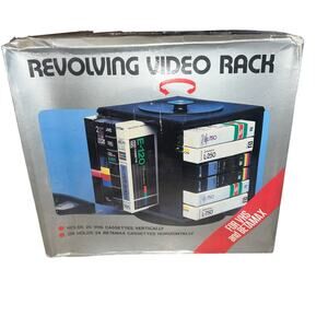 Vintage 90s Revolving Video VHS or Beta Video tapes plastic video rack NEW